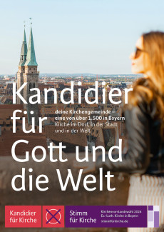 Kirchenvorstandswahl 2024 - Plakat Kandidier für Gott und Welt