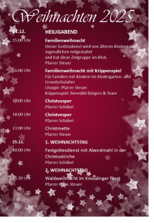 Weihnachtsgottesdienste 2025
